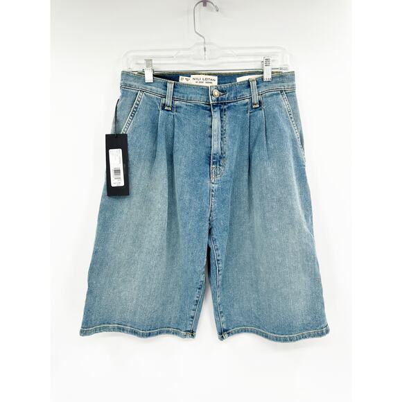 Nili Lotan Women’s Faded Wash Julie Trouser Denim Shorts 27 - Picture 2 of 6